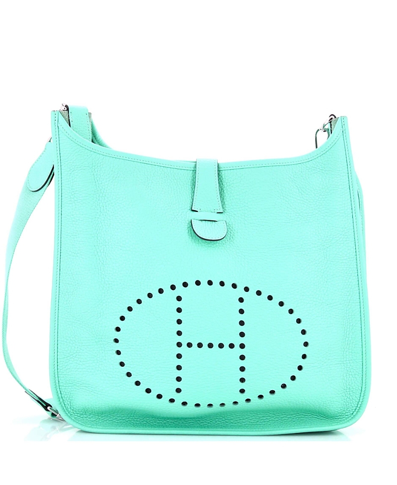 Pre-owned Pre-owned Hermes Hermes Gm Evelyne Bag Gen Iii Clemence In Blue