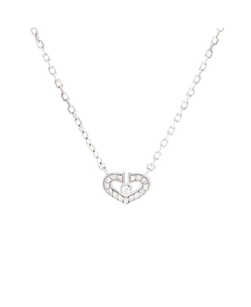 Pre-owned Pre-owned Cartier Cartier C Heart De Cartier Pendant Necklace 18k White Gold With Diamonds