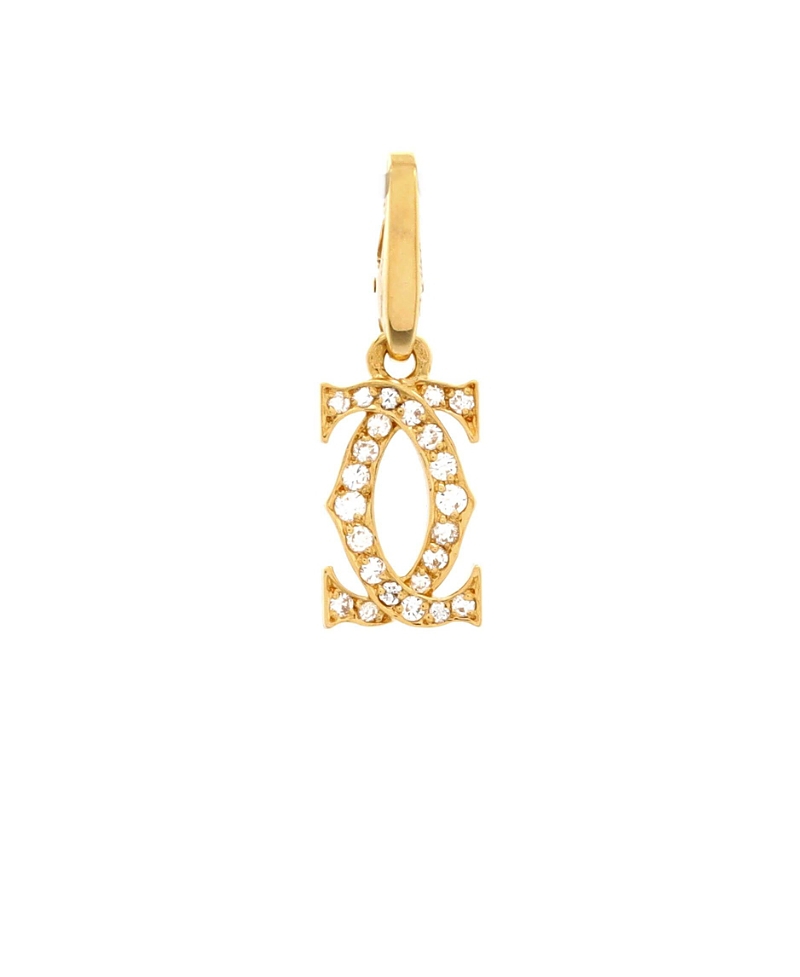 Pre-owned Pre-owned Cartier Cartier Double C Charm Pendant 18k Gold And Diamonds