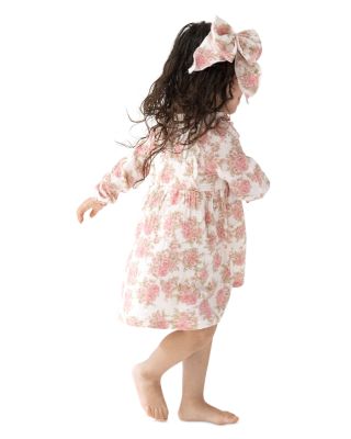 Girls' Bouquets Ruffled Long Sleeved Dress & Ribbed Leggings - Baby
