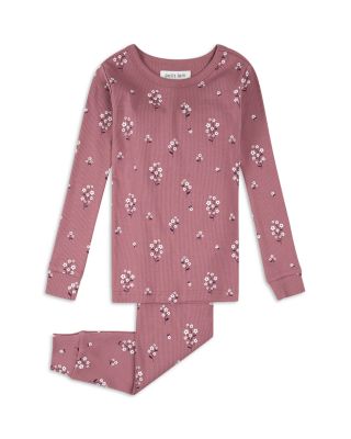 Girls' White Flowers Print Pajama Set - Little Kid