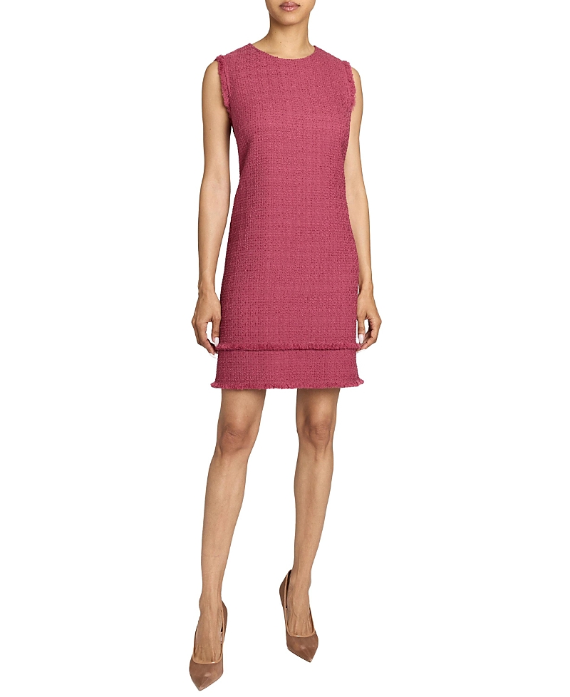Santorelli Aretha Sleeveless Shift Tweed Dress In Pink