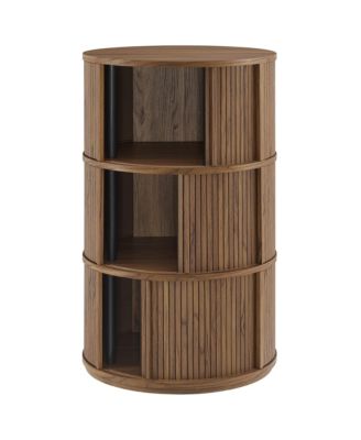  Clement Round Pedestal Stand Storage Table with Sliding Tambour Doors
