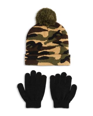 Boys' Camo Jacquard Knit Cuff Beanie & Gloves Set - Little Kid, Big Kid