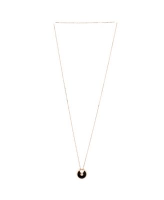 Small Amulette de Cartier Pendant Necklace 18K Rose Gold with Onyx and Diamond