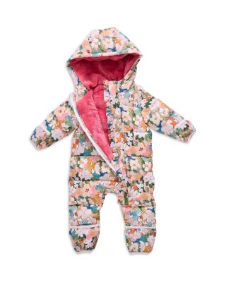 Girls' Floral Ruffle Trimmed Quilted Down Snowsuit - Baby