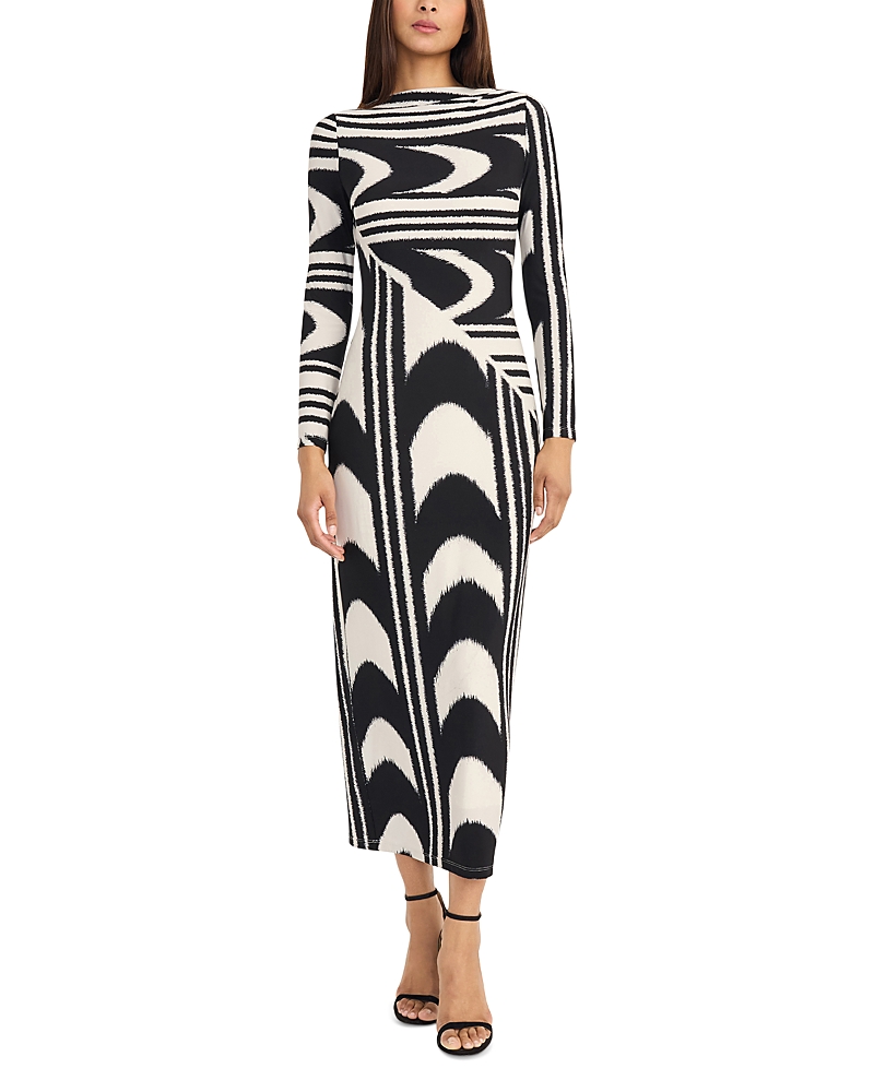 Donna Morgan For Maggy Abstract Print Long Sleeve Maxi Dress In Multi