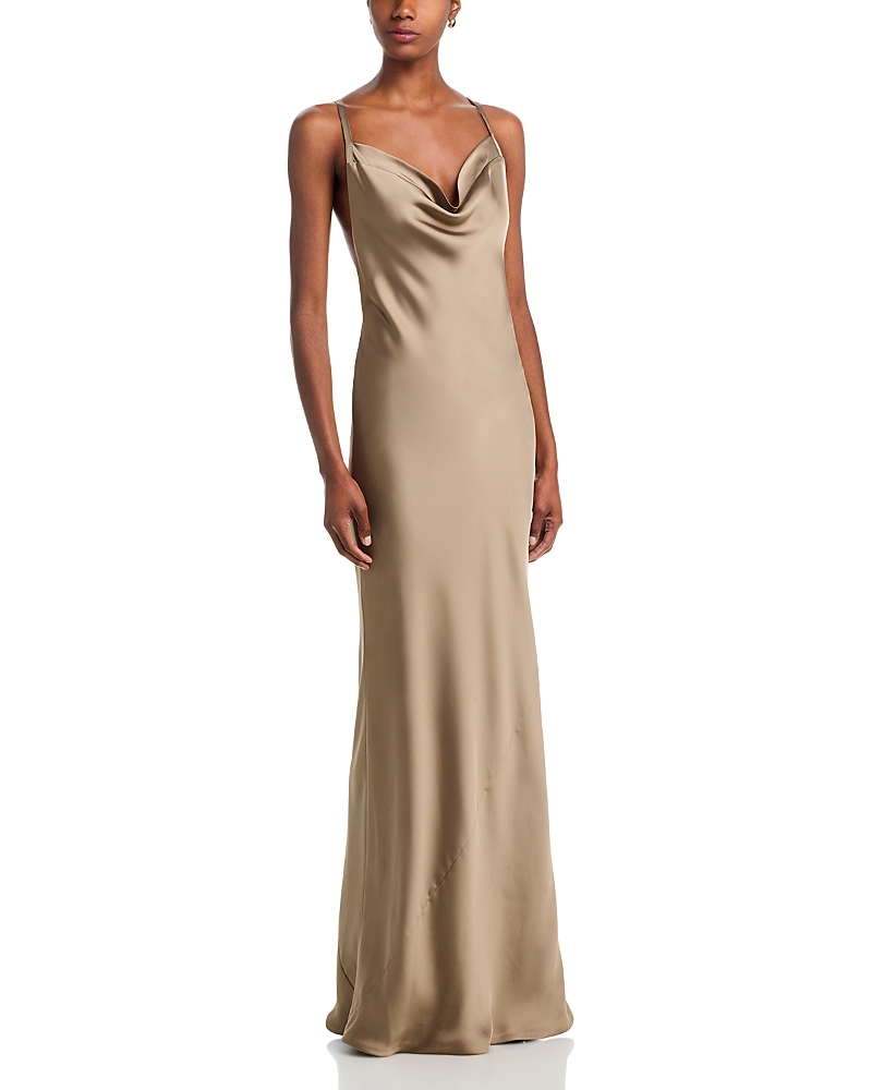 Norma Kamali Crossback Bias Gown In Brown