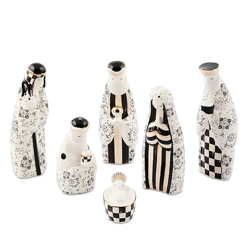 Mackenzie-childs Courtly Noel Ceramic Nativity, Set Of 6 In Multi