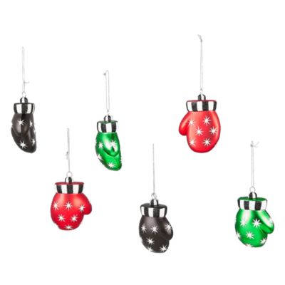 Holiday Mittens Glass Ornaments, Set of 6