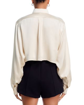 Silk Cropped Boyfriend Shirt