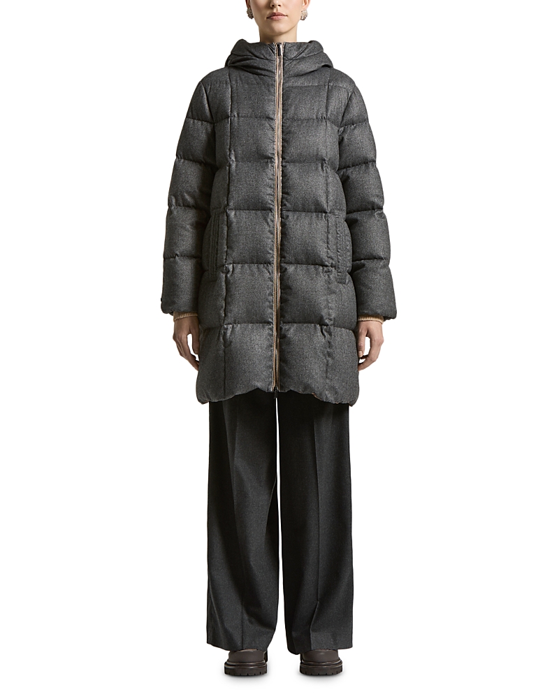 Peserico Hooded Quilted Coat In Black