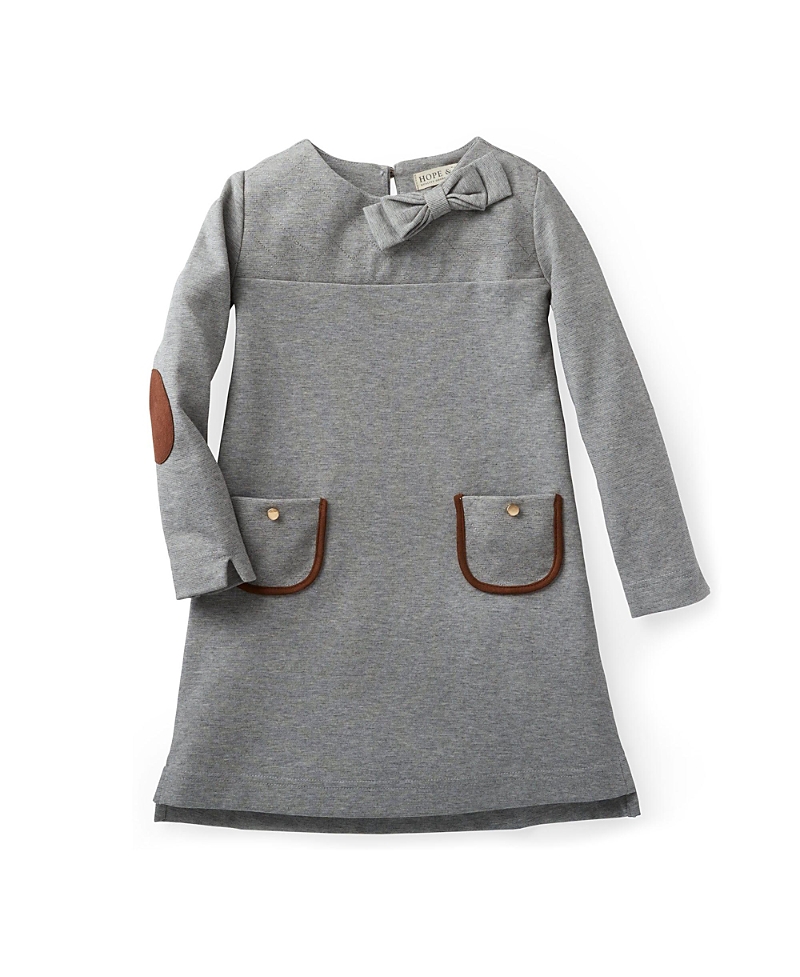 Hope & Henry Girls' Quilted Ponte Riding Dress - Baby In Gray