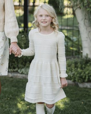 Girls' Organic Long Sleeve Ruffle Cuff Sweater Dress - Little Kid, Big Kid