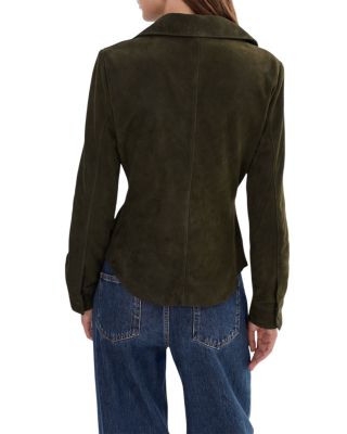 Ruched Collared Suede Shirt