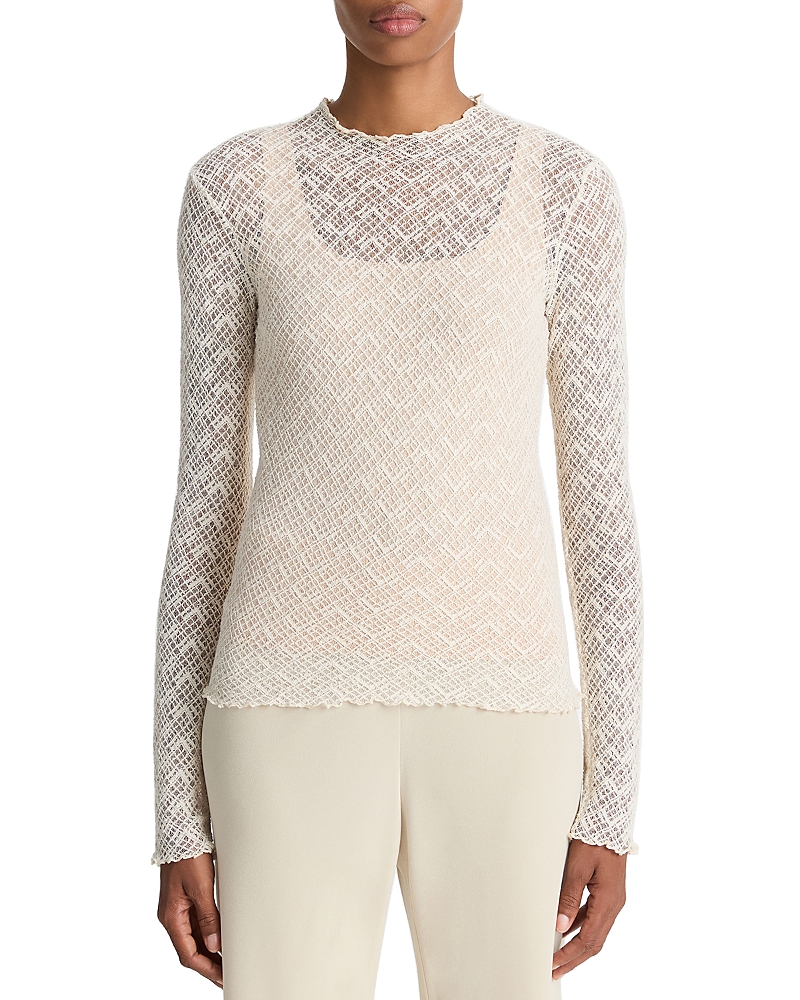 Vince Lace Mock Neck Top In White
