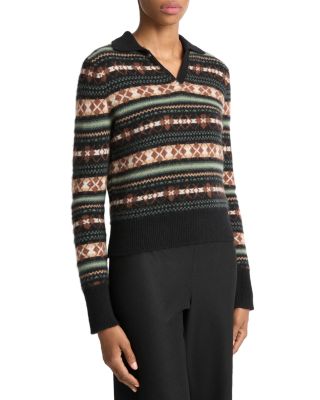 Fair Isle Cashmere Polo Sweater