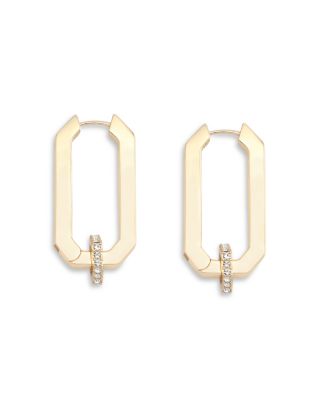 Pav&eacute; Link Hexagon Hoop Earrings 