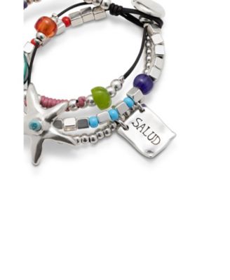  Silver-Plated Beaded Bracelet With Beads and a Star