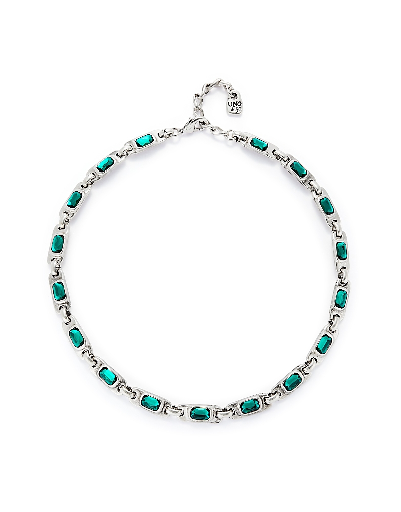 UNOde50 Sterling Silver-Plated Necklace with Green Crystals