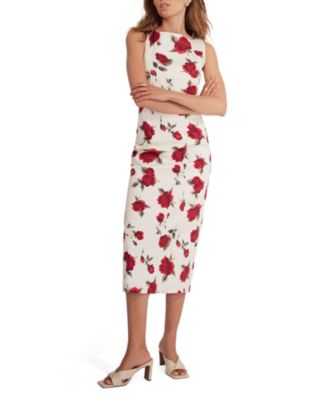 Women's Rose Print Midi Dress
