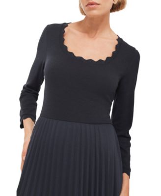 Women's Scallop Jersey Mix Midi Dress