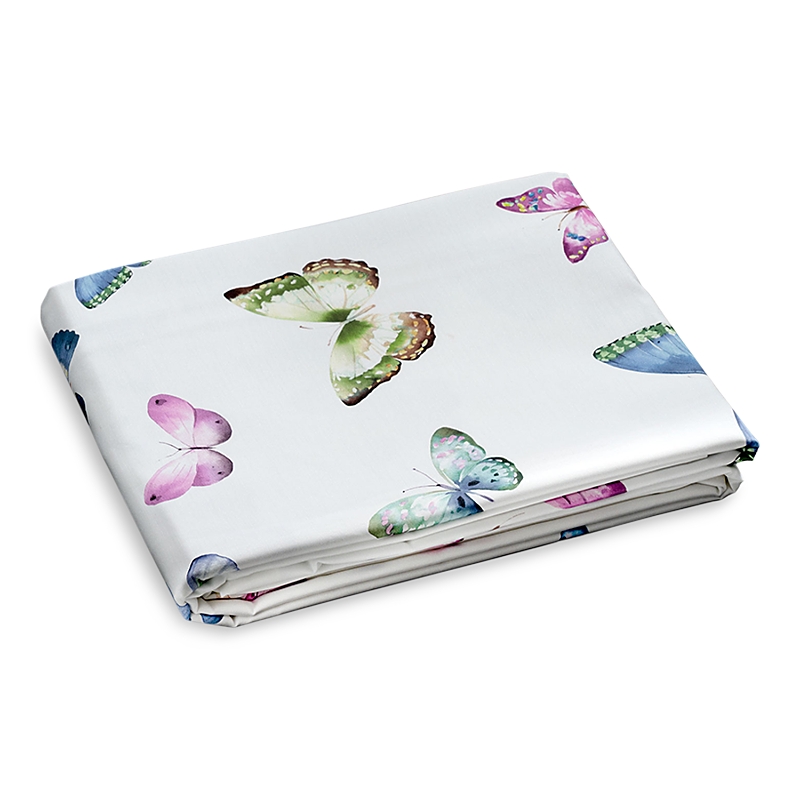 Dea Luxury Linens Palm Beach Farfalle Butterfly Sateen Duvet Cover, King In White