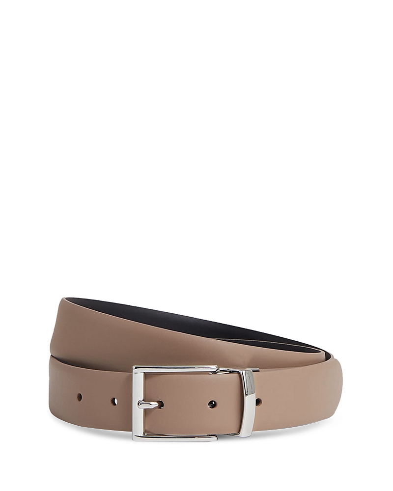 Reiss Mens Dark Stone Navy Ricky Reversible Leather Belt In Neutral