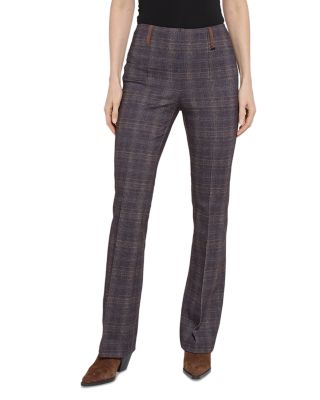 Pintuck Plaid Pont&amp;eacute; Pants