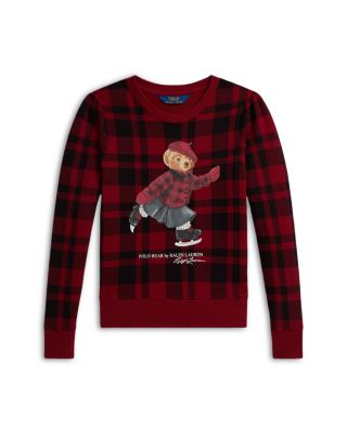 Girls' Plaid Polo Bear Fleece Sweatshirt - Big Kid, Little Kid