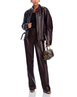 Leather Side Zipper Pants