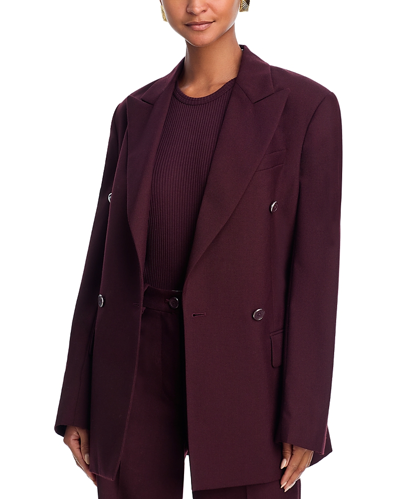 Helmut Lang Double Breasted Belted Blazer In Burgundy