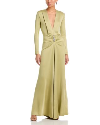 Victoria Beckham - Long Sleeve V Neck Gown