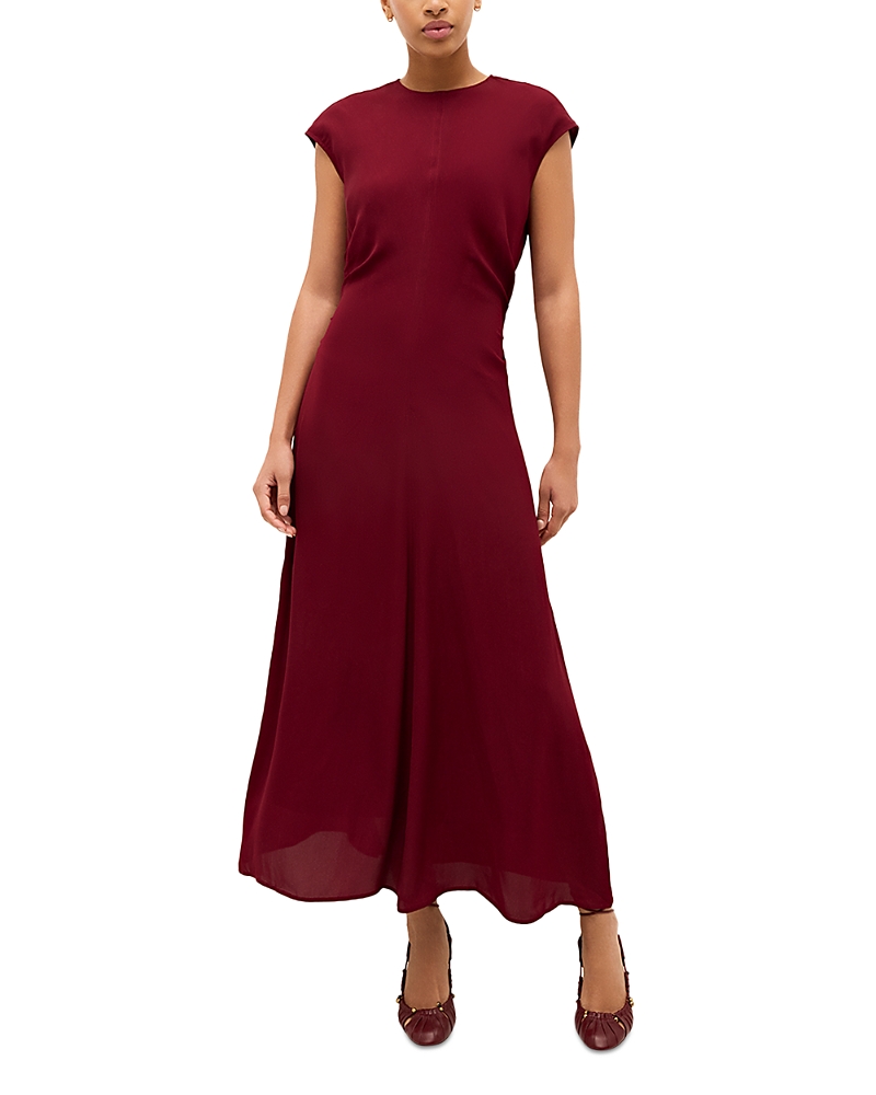 Marie Oliver Zuri Cap-sleeve Midi Dress In Burgundy