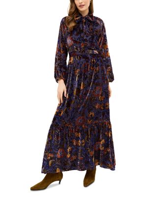 Kris Velvet Embroidered Maxi Dress