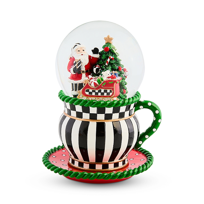 Mackenzie-childs Courtly Check Teacup Snow Globe In Multi
