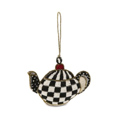Courtly Check Teapot Beaded Ornament