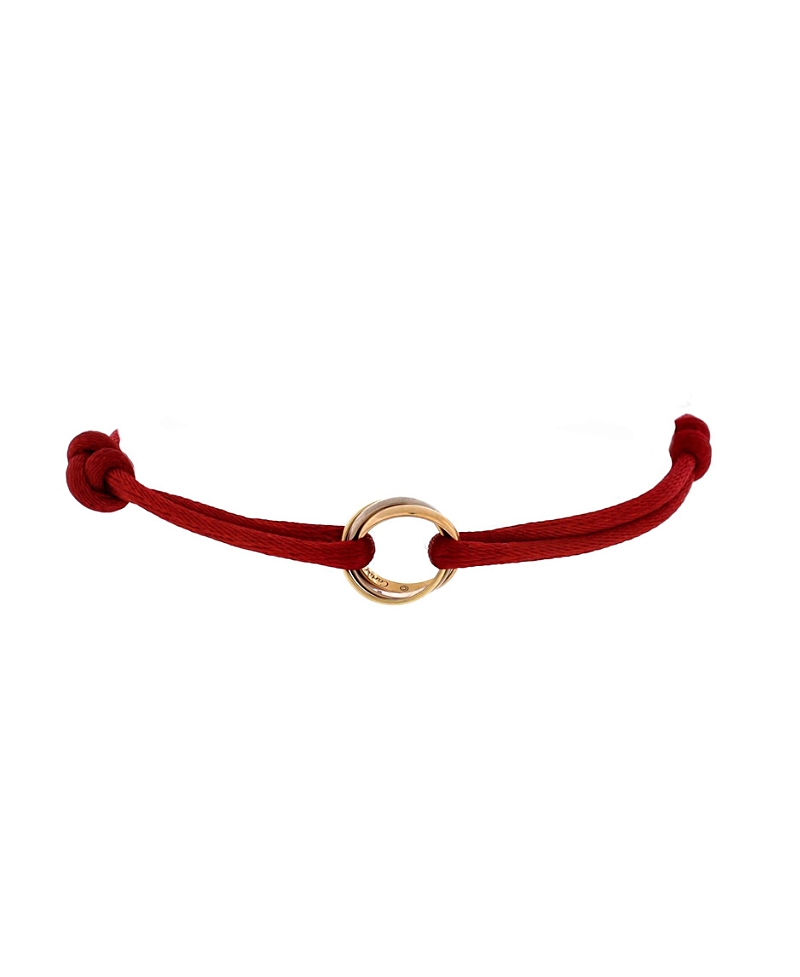 Pre-owned Pre-owned Cartier Cartier Trinity On Cord Bracelet Silk Cord With 18k Tricolor Gold