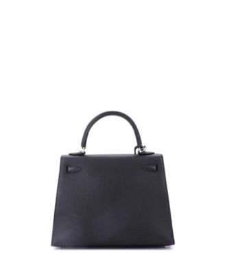  Kelly 25 Handbag Black Epsom with Palladium Hardware