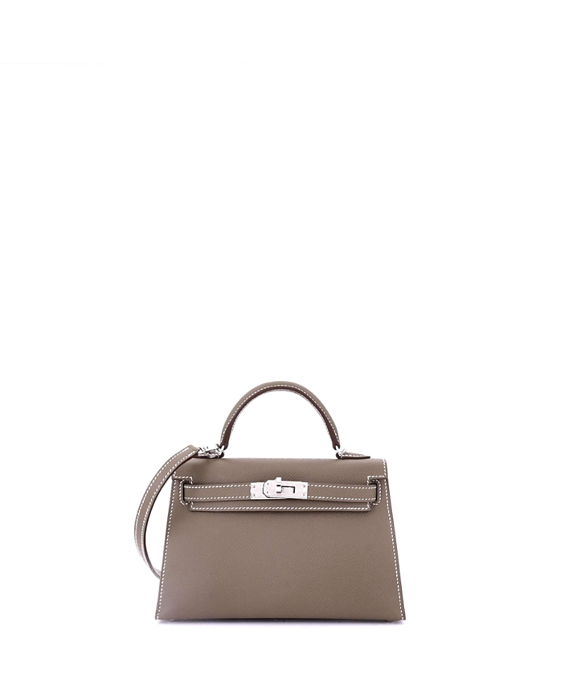 Pre-owned Pre-owned Hermes Hermes Kelly 20 Handbag Grey Epsom With Palladium Hardware In Brown