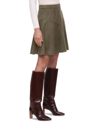 Faux Suede Flared Skirt