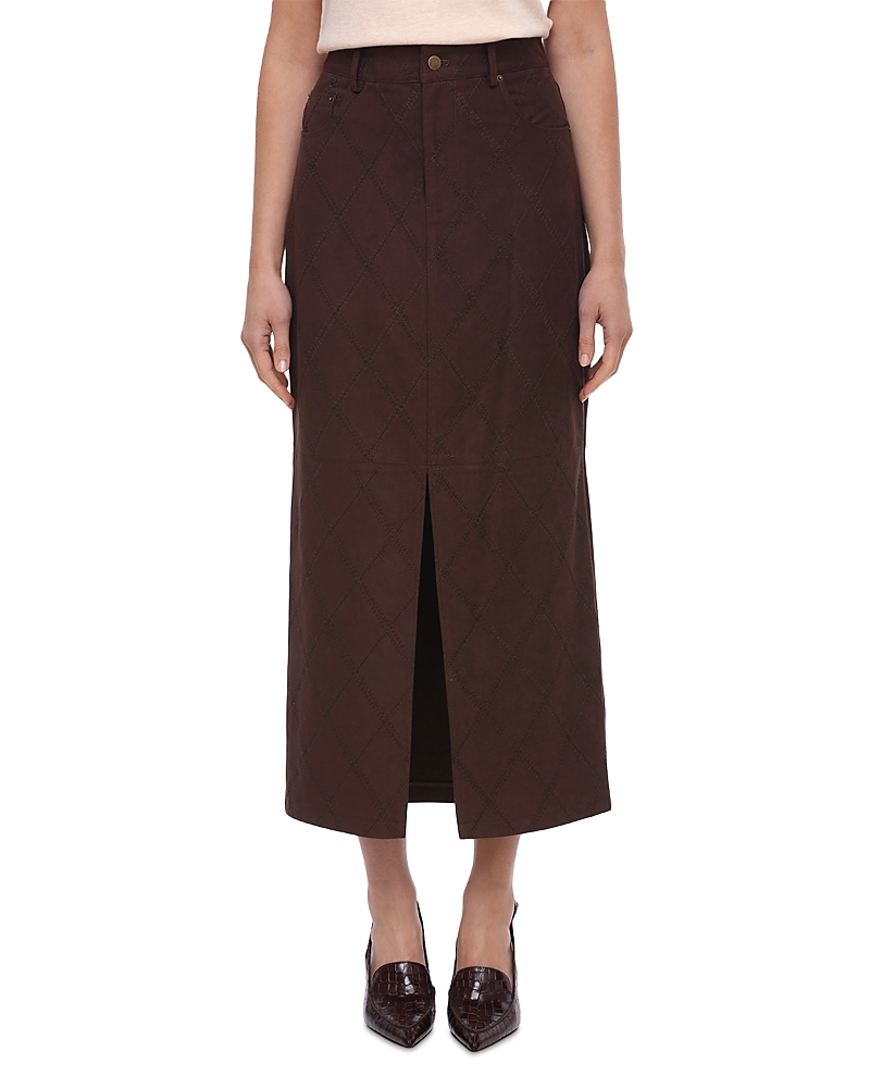 Bagatelle Front Slit Maxi Skirt In Brown