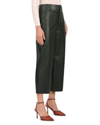 Faux Leather Cropped Wide Leg Pants