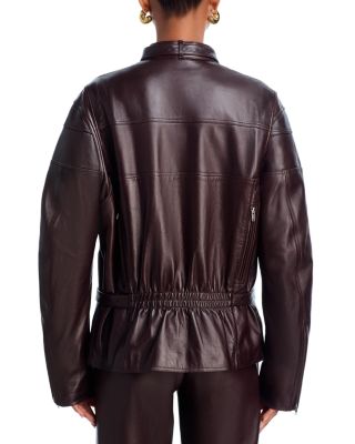 Leather Moto Bomber Jacket
