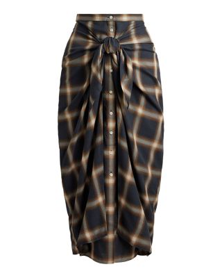 Plaid Tie Front Skirt