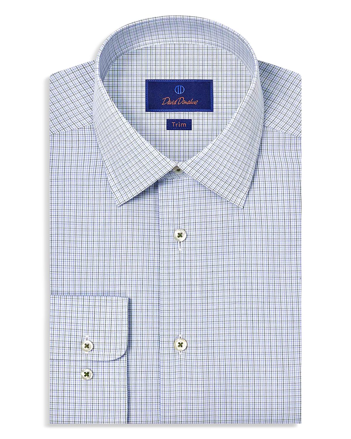 David Donahue Slim Fit Printed Poplin Dress Shirt