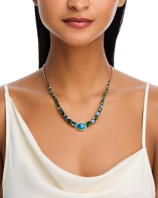 Multi Gemstone Statement Necklace in 14K Yellow Gold, 18"