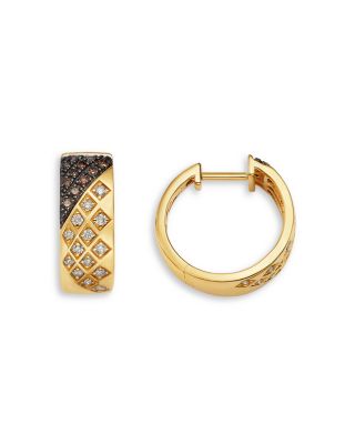 Diamond Ombr&eacute; Hoop Earrings in 14K Yellow Gold, 0.61 tcw