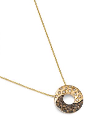 Multicolor Diamond Circle Necklace in 14K Yellow Gold, 0.42 tcw