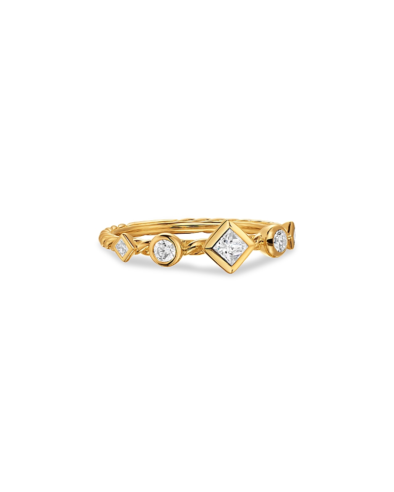 Petite Modern Renaissance Band Ring in 18K Yellow Gold with Diamonds, 6.4mm